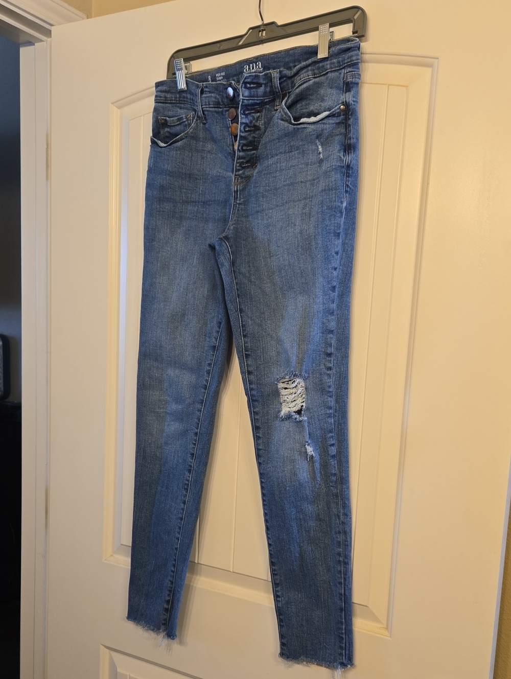 a.n.a Mid-Rise Distressed Skinny Jeans - Blue